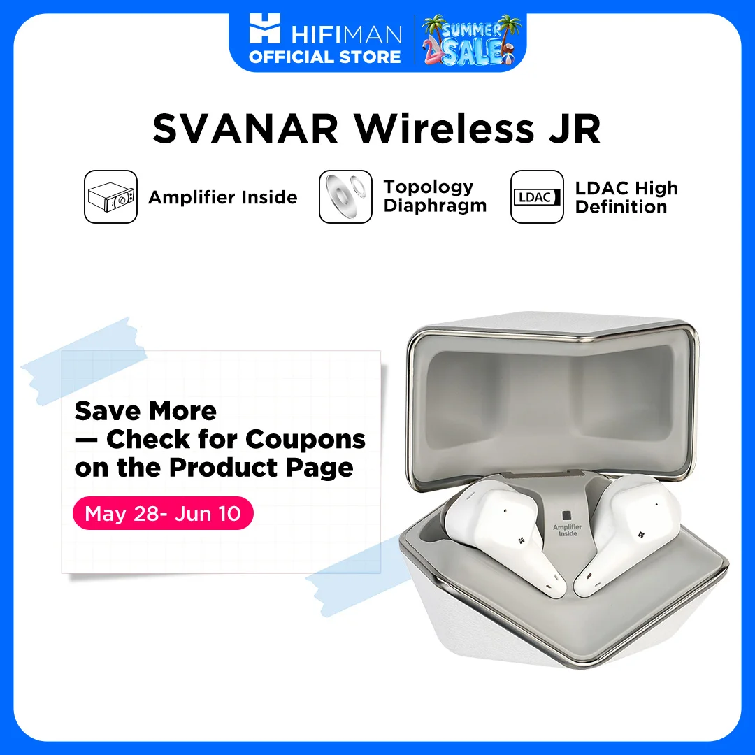 HIFIMAN SVANAR Wireless Jr. Noise Cancelling Bluetooth In-Ear Hi-Fi Earphones with Amplifier Inside, Topology Diaphragm Driver
HIFIMAN SVANAR Wireless Jr. Noise Cancelling Bluetooth In-Ear Hi-Fi Earphones with Amplifier Inside, Topology Diaphragm Driver