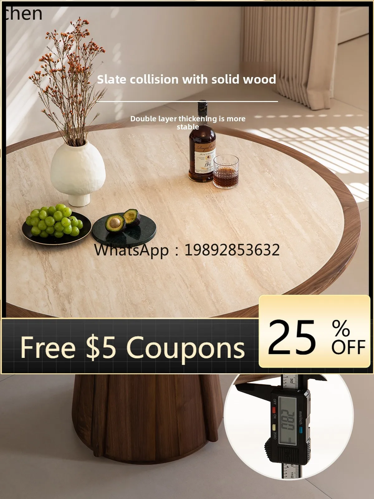 Furniture Travertine Slate Round Dining Table Black Walnut Household Small Unit Dining Table Round Table
Furniture Travertine Slate Round Dining Table Black Walnut Household Small Unit Dining Table Round Table
