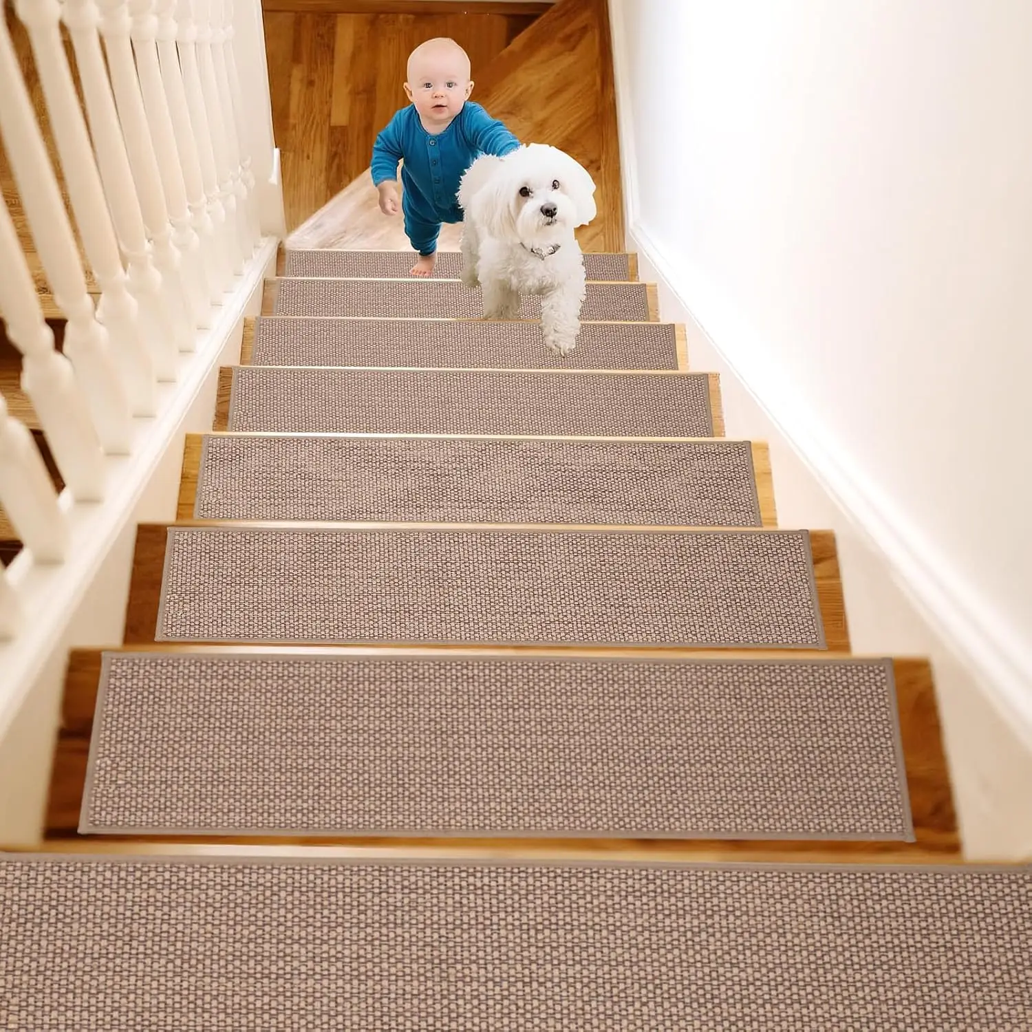 7 Pack Non-Slip Stair Treads for Wooden Steps Indoor, 8" x 30" Stair Pads with Reusable Adhesive, Stair Rugs for Kids,
7 Pack Non-Slip Stair Treads for Wooden Steps Indoor, 8" x 30" Stair Pads with Reusable Adhesive, Stair Rugs for Kids,