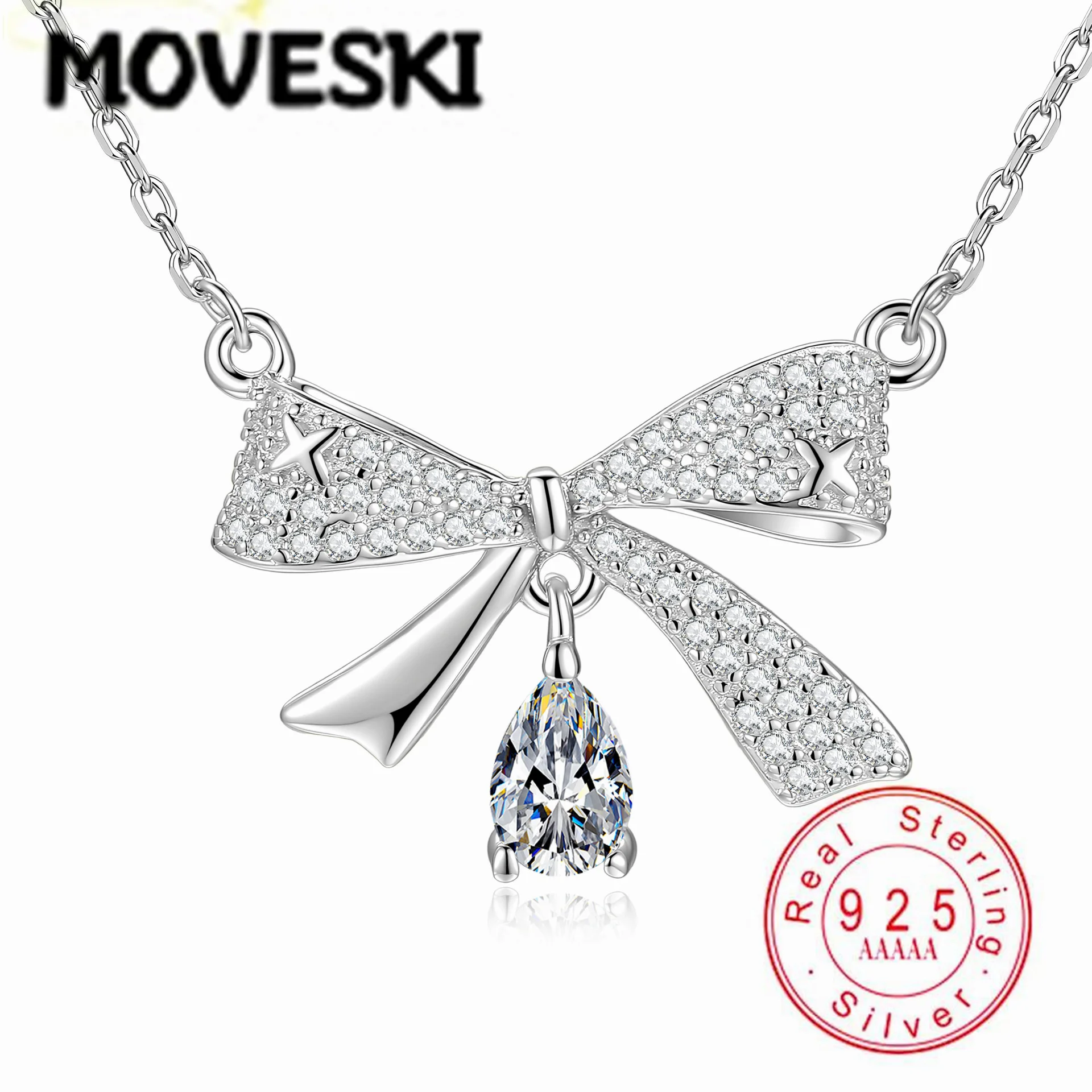 S925 Sterling Silver 0.5CT Pear Cut Moissanite Bow Pendant Necklace for Women, Hypoallergenic Fine Jewelry Gift
S925 Sterling Silver 0.5CT Pear Cut Moissanite Bow Pendant Necklace for Women, Hypoallergenic Fine Jewelry Gift