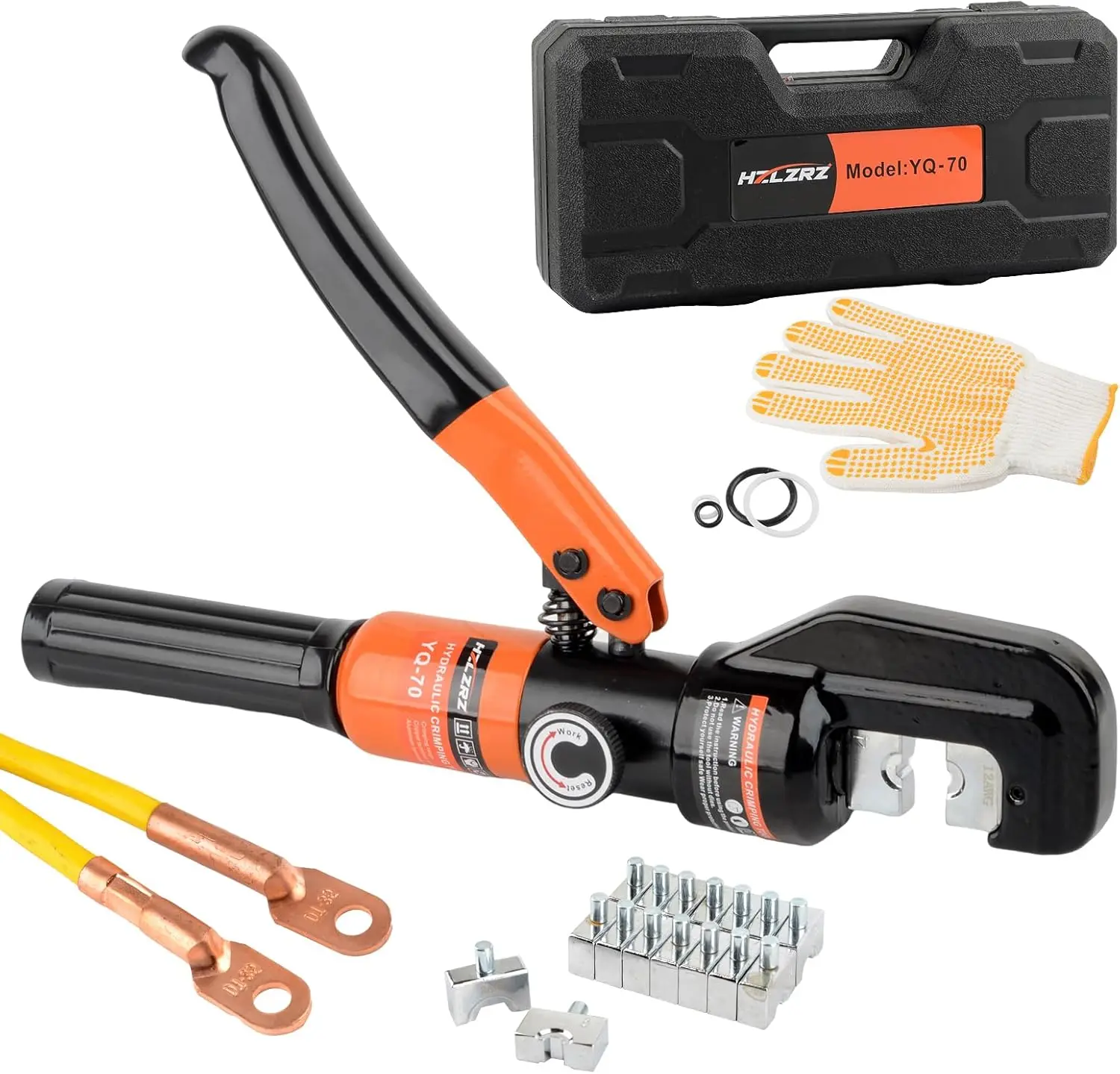 Hydraulic Crimping Tool Kit with 9 Pairs of Dies for Battery Cable and Wire Rope Electrical Terminal, Ergonomic Design for
Hydraulic Crimping Tool Kit with 9 Pairs of Dies for Battery Cable and Wire Rope Electrical Terminal, Ergonomic Design for