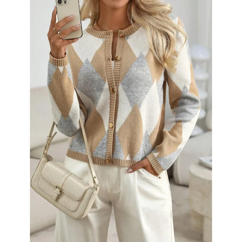 Argyle Knit Diamond Pattern Cardigan Women's Sweater Open-Shirt Style Spring 2026 Fashion Ladies' Knittedwear
Argyle Knit Diamond Pattern Cardigan Women's Sweater Open-Shirt Style Spring 2026 Fashion Ladies' Knittedwear