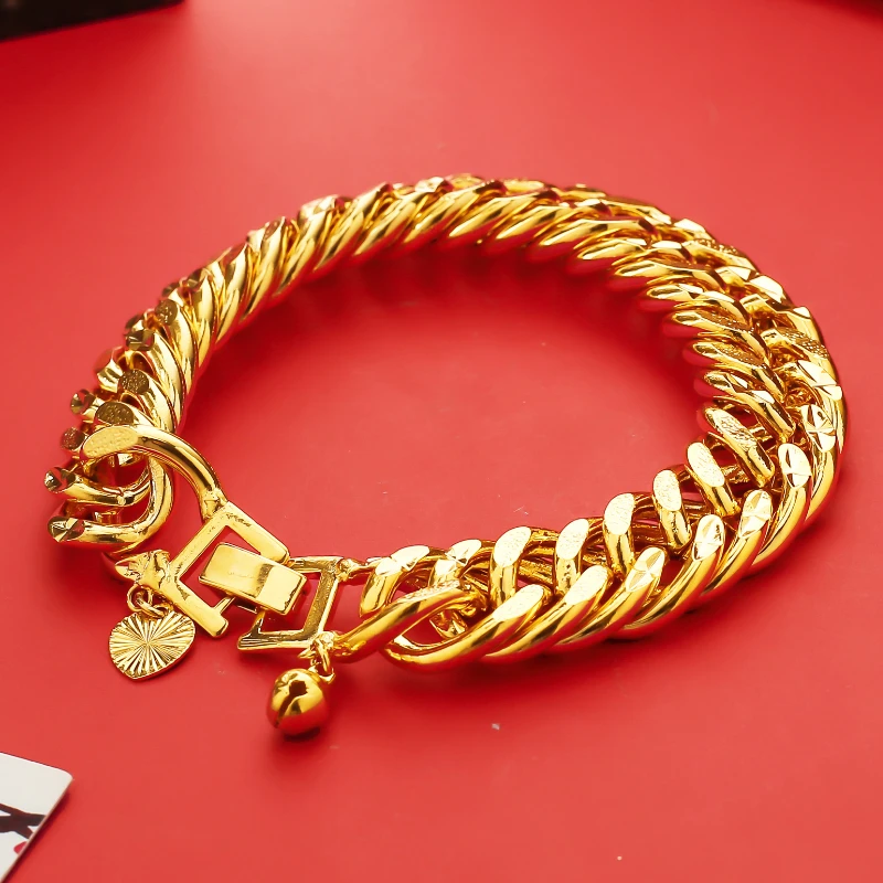 Jewelry Genuine Bracelets Bangle for Men 24k Pure Gold Color 12mm Rope Shape Hand Chain Fine Bracelet Birthday Anniversary
Jewelry Genuine Bracelets Bangle for Men 24k Pure Gold Color 12mm Rope Shape Hand Chain Fine Bracelet Birthday Anniversary