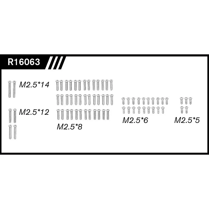 P12/X12S/Foot Fighter M2.5 Half Round Head Screw Set R16063
P12/X12S/Foot Fighter M2.5 Half Round Head Screw Set R16063