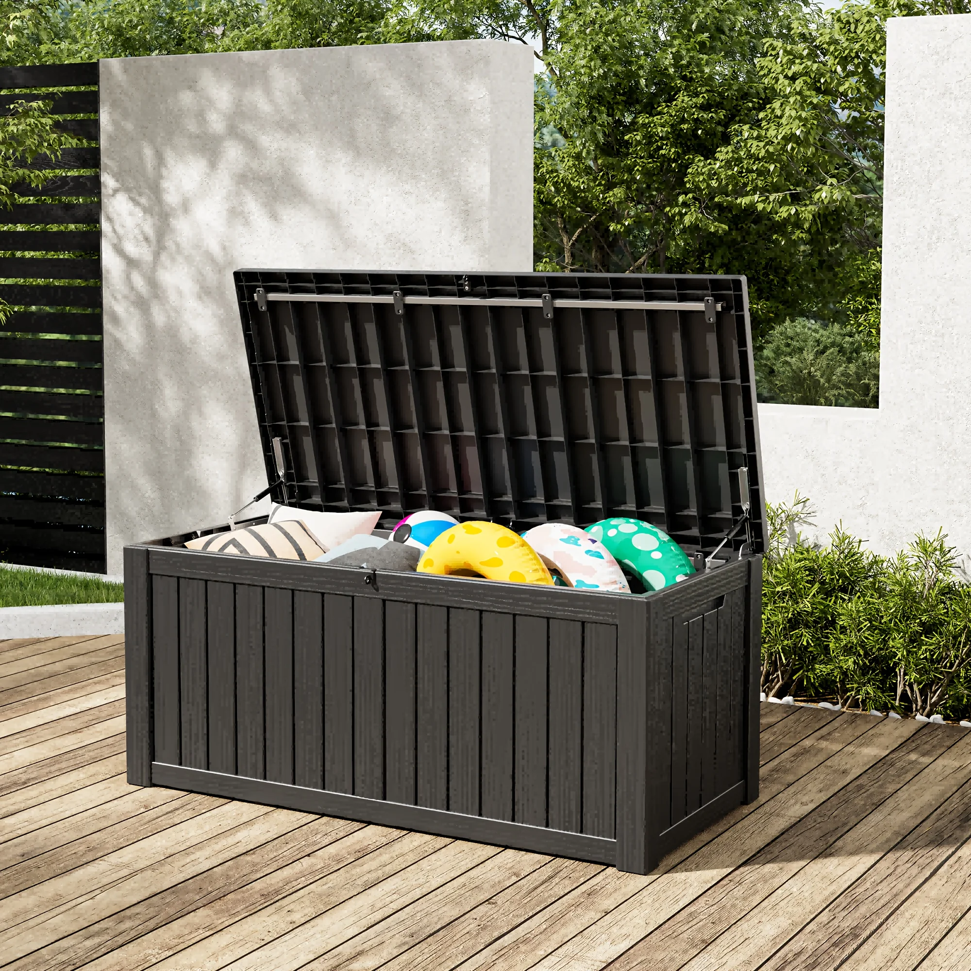 120-Gallon Deck Storage Container Featuring a Hydraulic Rod, Made from Waterproof Resin, This Toolbox Is Lockable And Offers Ample Storage Space. It Can Also Serve As an Outdoor Seat Or Table, Designed with an Anti-Wood Grain End, Box, Cabinet
120-Gallon Deck Storage Container Featuring a Hydraulic Rod, Made from Waterproof Resin, This Toolbox Is Lockable And Offers Ample Storage Space. It Can Also Serve As an Outdoor Seat Or Table, Designed with an Anti-Wood Grain End, Box, Cabinet