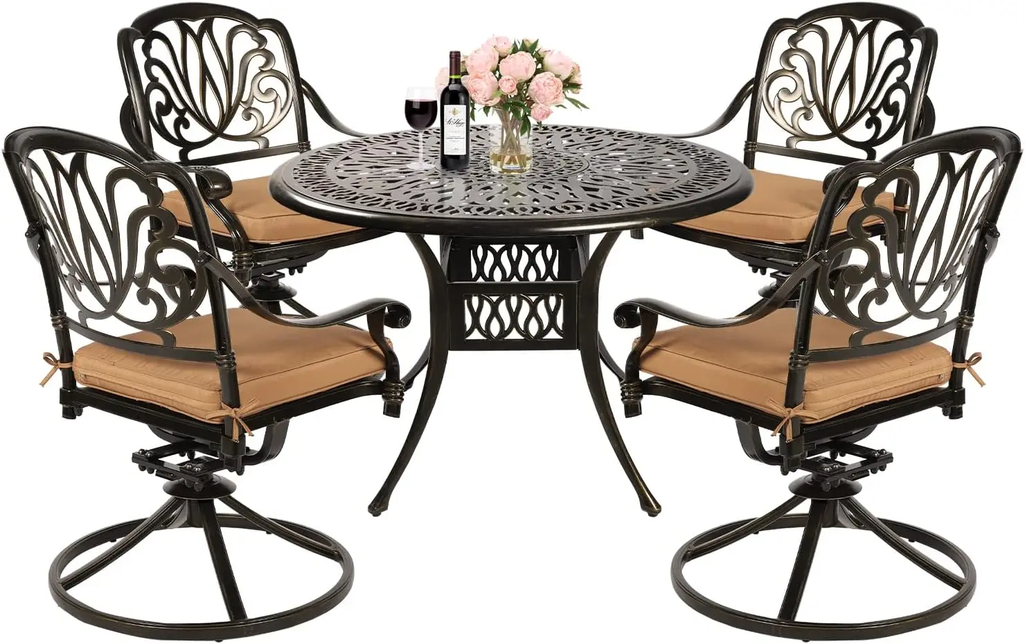5 Piece Outdoor Patio Dining Set All Weather Cast Aluminum Patio Conversation Set for Backyard Garden Deck with 4 Cushions
5 Piece Outdoor Patio Dining Set All Weather Cast Aluminum Patio Conversation Set for Backyard Garden Deck with 4 Cushions