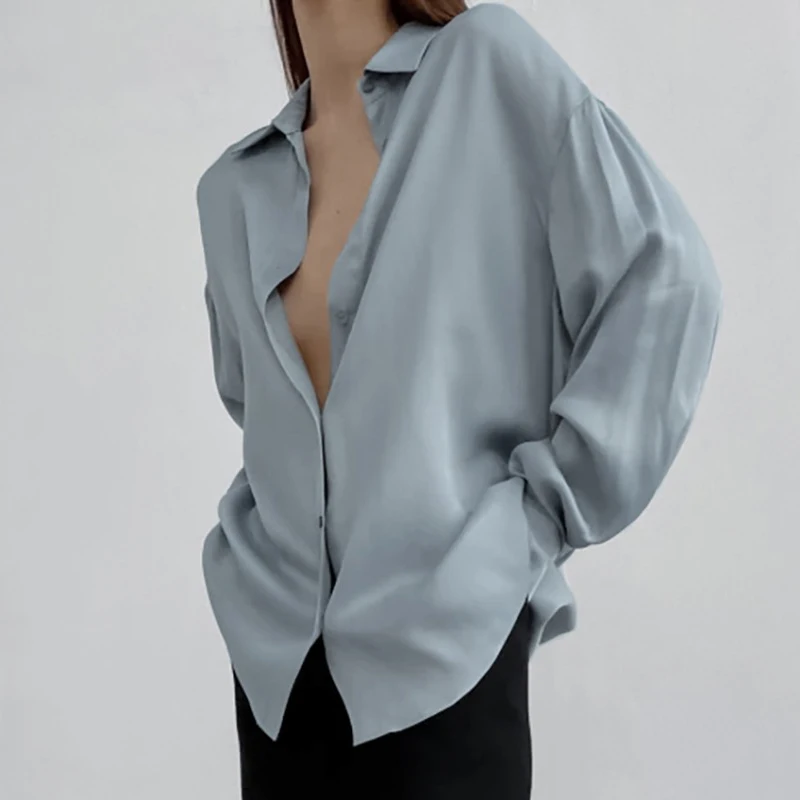 French Vintage Long Sleeve Button Up Shirt Woman Loose Casual Women Satin Blouse Elegant Autumn Simple Fashion Tops Blusas 29372
French Vintage Long Sleeve Button Up Shirt Woman Loose Casual Women Satin Blouse Elegant Autumn Simple Fashion Tops Blusas 29372
