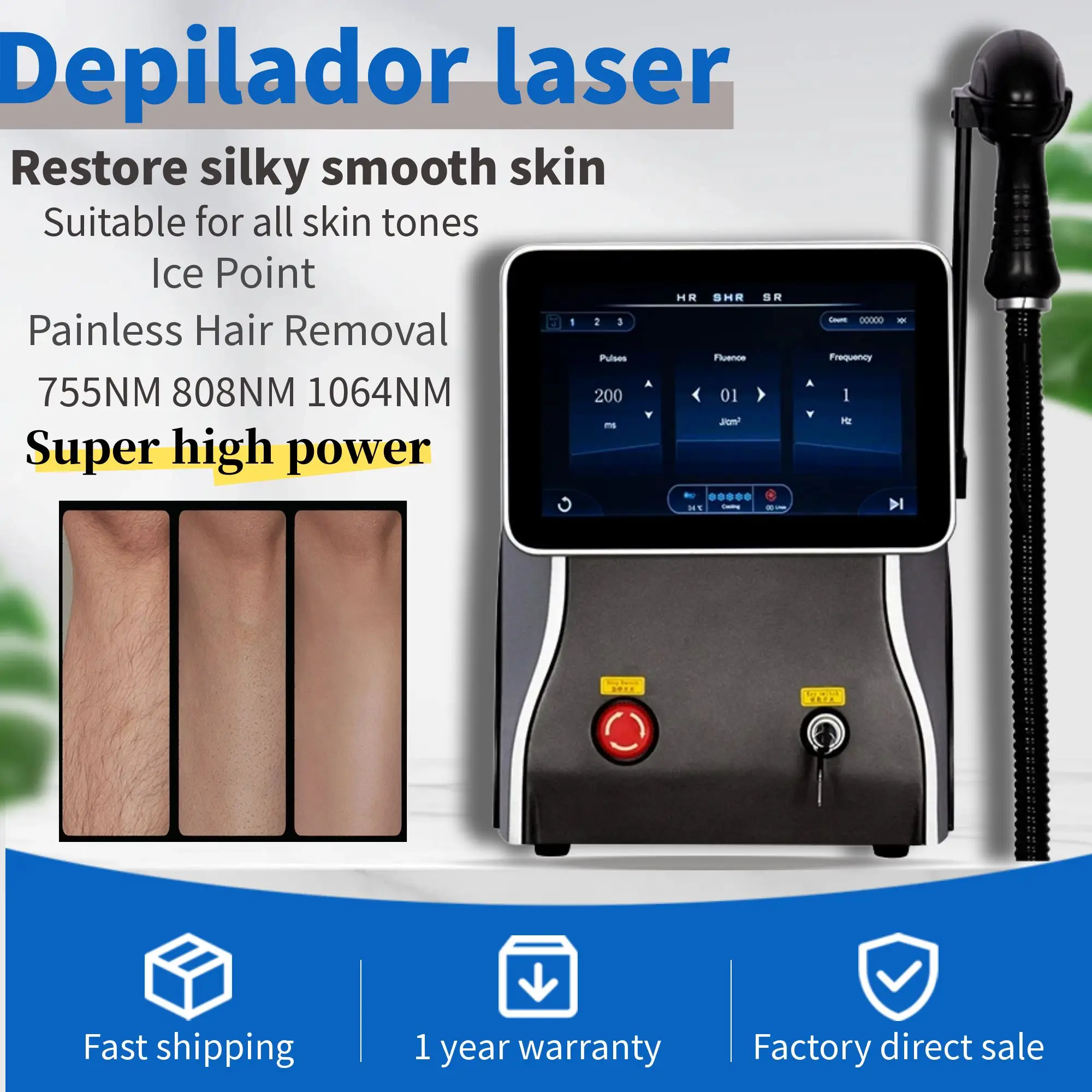 New Style 808 Diode Laser Hair Removal Commercial Depiladora Laser Appliances 3 Wavelength Painless Whole Body Hair Removal
New Style 808 Diode Laser Hair Removal Commercial Depiladora Laser Appliances 3 Wavelength Painless Whole Body Hair Removal