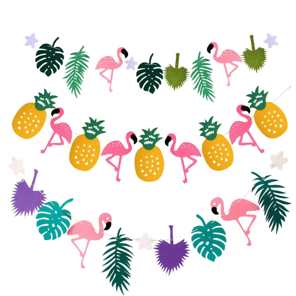 3 pcs Banners Flamingo Pineapple Palm Leaf Summer Party Decoration Felt Flag Garland Luau Backdrop Hawaiian
3 pcs Banners Flamingo Pineapple Palm Leaf Summer Party Decoration Felt Flag Garland Luau Backdrop Hawaiian