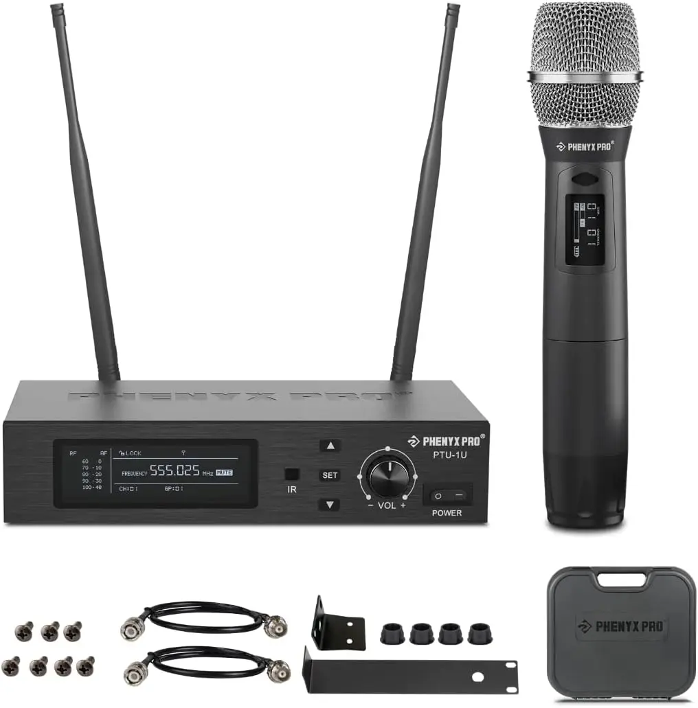 True Diversity Wireless Microphone System with 1000 Tunable Channels, Single Cordless Mic Set with Auto Scan, UHF Professional Dynamic Microphone for Singing, Stage & Studio
True Diversity Wireless Microphone System with 1000 Tunable Channels, Single Cordless Mic Set with Auto Scan, UHF Professional Dynamic Microphone for Singing, Stage & Studio