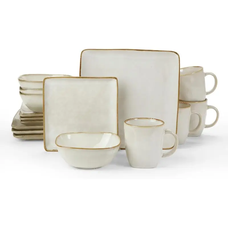 Ocean Square Plates And Bowls Sets Kitchen, 16pcs Dinnerware Sets 4, Mug Set 4, Cappuccino White
Ocean Square Plates And Bowls Sets Kitchen, 16pcs Dinnerware Sets 4, Mug Set 4, Cappuccino White