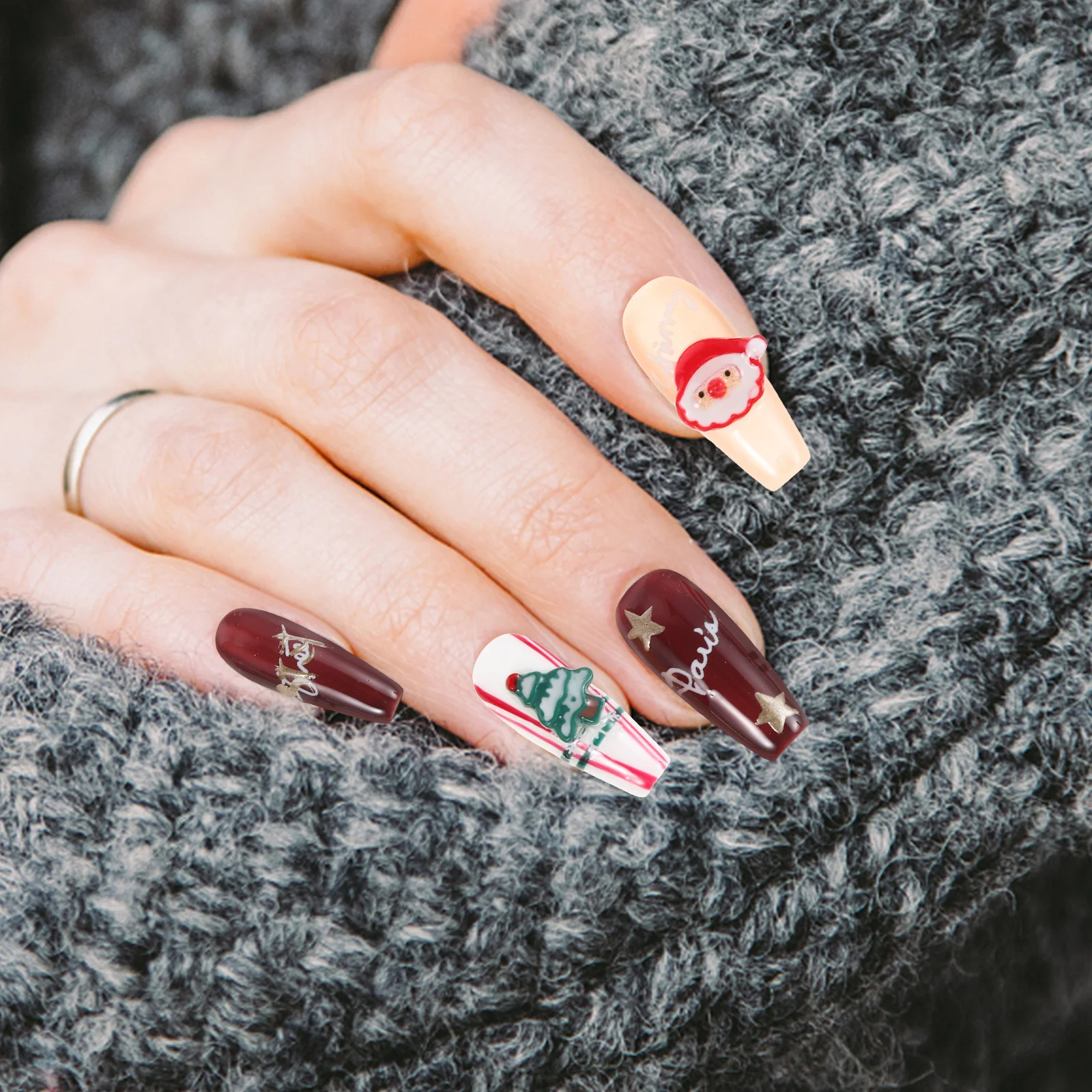 1Set Reusable Christmas Press on Nails Full Cover Santa Snowflake Tree Red White Tips Festive Holiday Design Winter Party
1Set Reusable Christmas Press on Nails Full Cover Santa Snowflake Tree Red White Tips Festive Holiday Design Winter Party