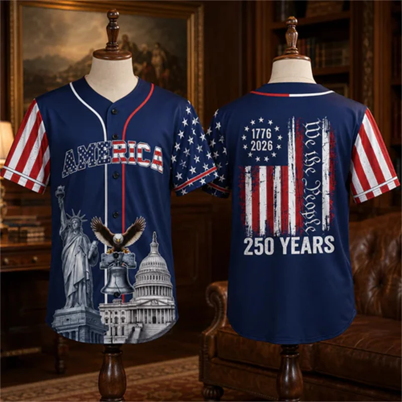 American 250th Anniversary 1776-2026 Baseball Jersey Men We The People Patriotic Print Short Sleeve Independence Day Casual Tops
American 250th Anniversary 1776-2026 Baseball Jersey Men We The People Patriotic Print Short Sleeve Independence Day Casual Tops