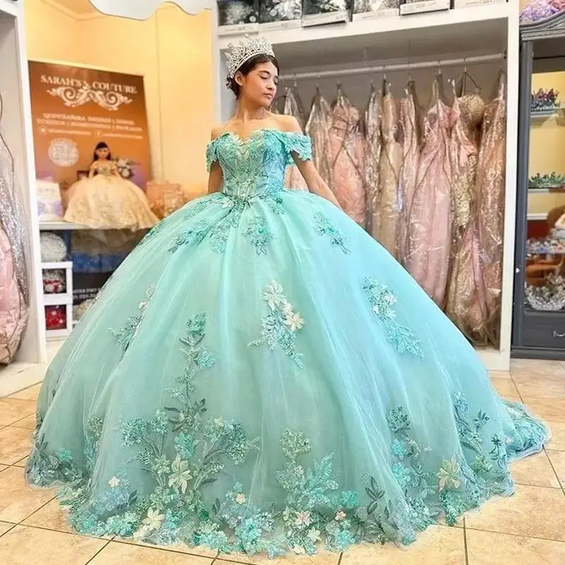 Customized Glittering Green Quinceanera Dresses Beading Lace Luxury Off-Shoulder Vestidos De 15 Anos Birthday Party
Customized Glittering Green Quinceanera Dresses Beading Lace Luxury Off-Shoulder Vestidos De 15 Anos Birthday Party