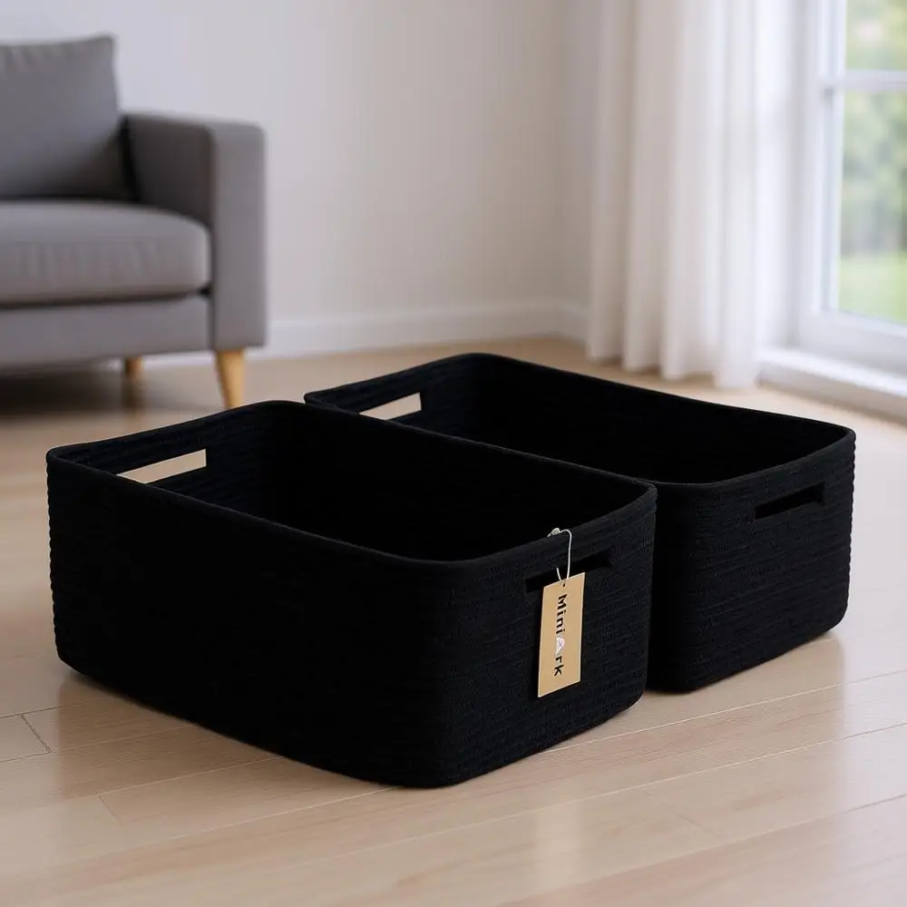 Double Pack Black Large Storage Baskets, 17x13x7.5 - Ideal for Nursery, Toys, and Home Organization
Double Pack Black Large Storage Baskets, 17x13x7.5 - Ideal for Nursery, Toys, and Home Organization
