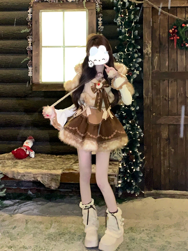 Winter Warm Furry Hooded Dress Three-Piece Set Women's Inner Wear Strap Dress Sweet Style Regular Fit Medium Thickness
Winter Warm Furry Hooded Dress Three-Piece Set Women's Inner Wear Strap Dress Sweet Style Regular Fit Medium Thickness