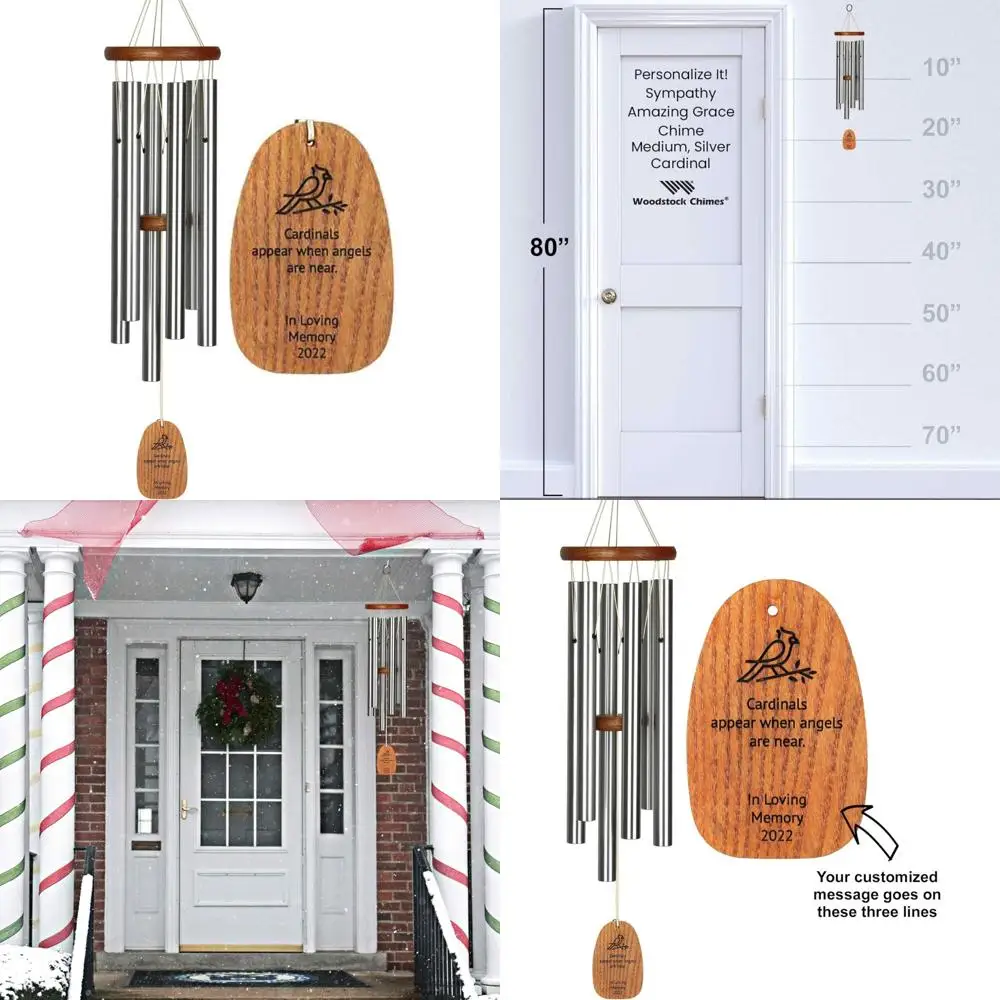 Personalized Medium 24" Silver Amazing Grace Memorial Wind Chime Outdoor Sympathy Cardinal Design
Personalized Medium 24" Silver Amazing Grace Memorial Wind Chime Outdoor Sympathy Cardinal Design