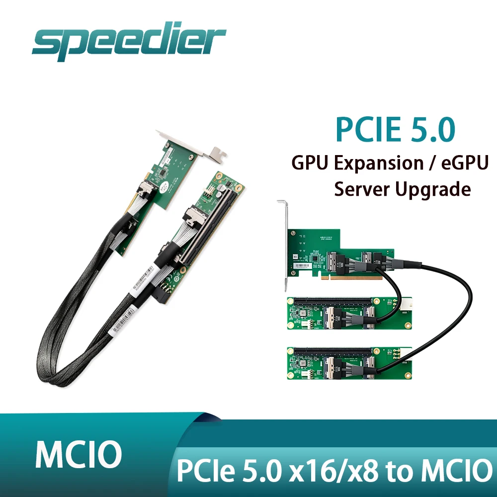 CIO to PCIe 5.0 x16 GPU Riser Board | Gen5 MCIO 8i to PCIe x16 Adapter, High-Speed Low-Loss Expansion for GPU 1U/2U Height Split
CIO to PCIe 5.0 x16 GPU Riser Board | Gen5 MCIO 8i to PCIe x16 Adapter, High-Speed Low-Loss Expansion for GPU 1U/2U Height Split