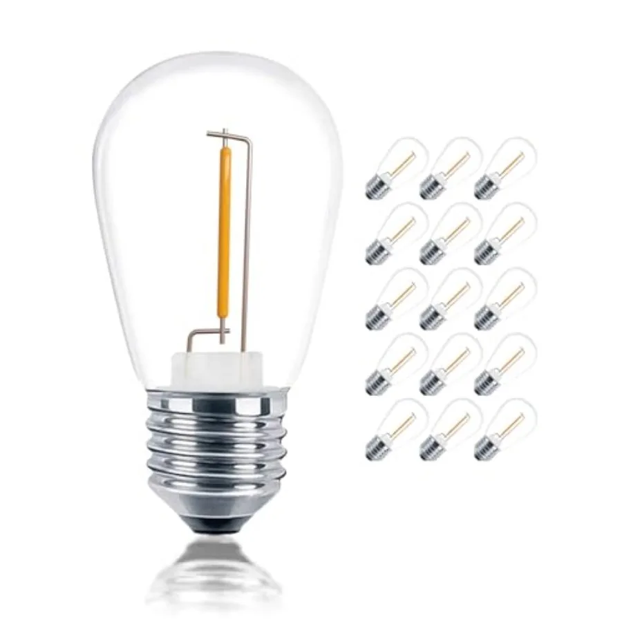 S14 Outdoor String Lights Bulbs, Shatterproof and Waterproof 1Watt LED Edison Light Bulbs 11W Equivalent, 2200K, E26 Medium Bas
S14 Outdoor String Lights Bulbs, Shatterproof and Waterproof 1Watt LED Edison Light Bulbs 11W Equivalent, 2200K, E26 Medium Bas