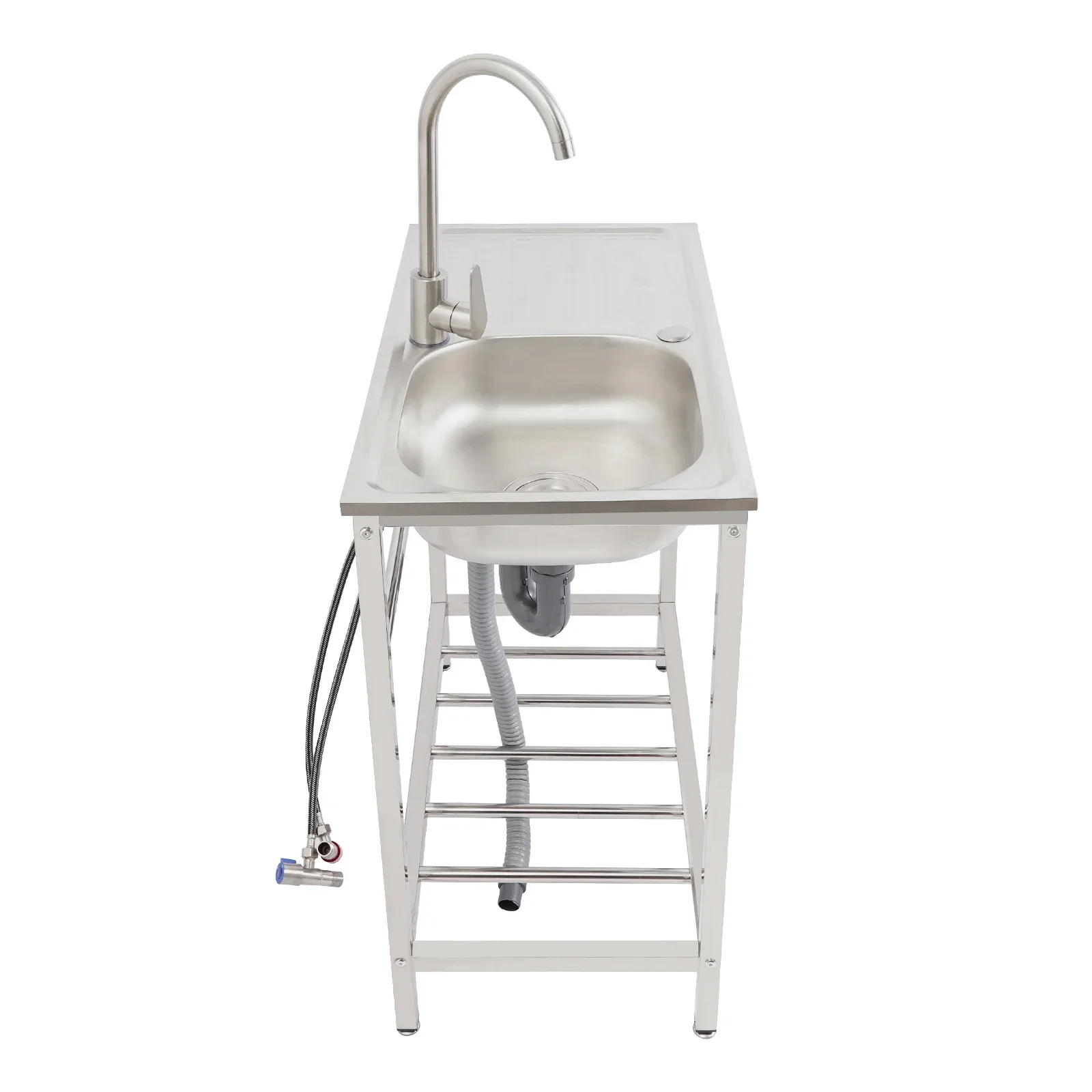 Stainless Steel Sink, Freestanding Stainless Steel Washing Sink for Outdoor Use, Mobile Sink, Freestanding Kitchen Sink with Worktop and Base Cabinet, Commercial Sink, 75 x 60 x 45 cm
Stainless Steel Sink, Freestanding Stainless Steel Washing Sink for Outdoor Use, Mobile Sink, Freestanding Kitchen Sink with Worktop and Base Cabinet, Commercial Sink, 75 x 60 x 45 cm