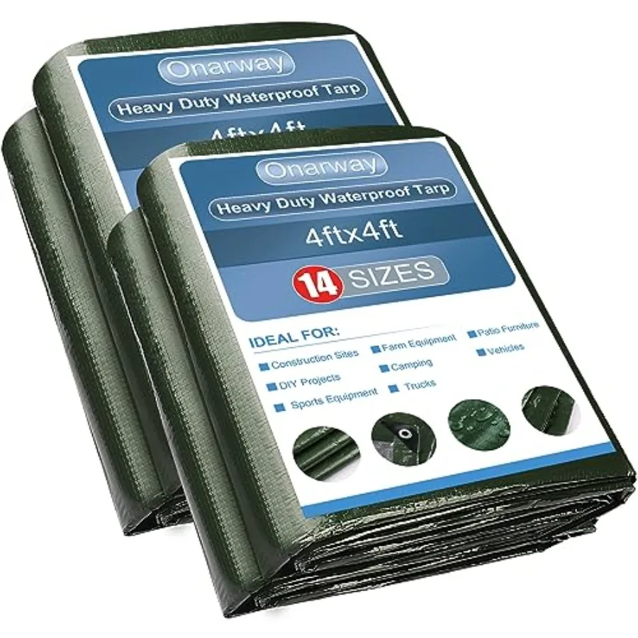 Poly Tarps Waterproof for Outdoor: Green Tarpaulin 6Mil Thicken 4x4 Feet 2Packs- Anti-UV Waterproof Tarp Cover with Grommets Mu
Poly Tarps Waterproof for Outdoor: Green Tarpaulin 6Mil Thicken 4x4 Feet 2Packs- Anti-UV Waterproof Tarp Cover with Grommets Mu