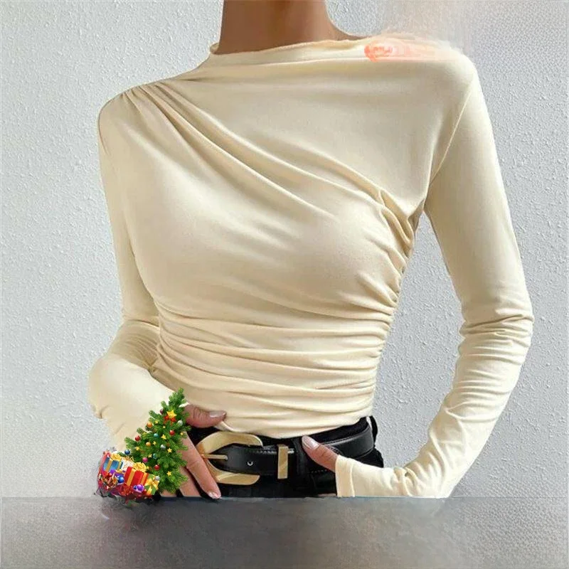 Slim Fit Pleated Long Sve Tirt Color Blo Women's Top Cool Sle round Neline Spring Faion Ladies' Premium Wear
Slim Fit Pleated Long Sve Tirt Color Blo Women's Top Cool Sle round Neline Spring Faion Ladies' Premium Wear