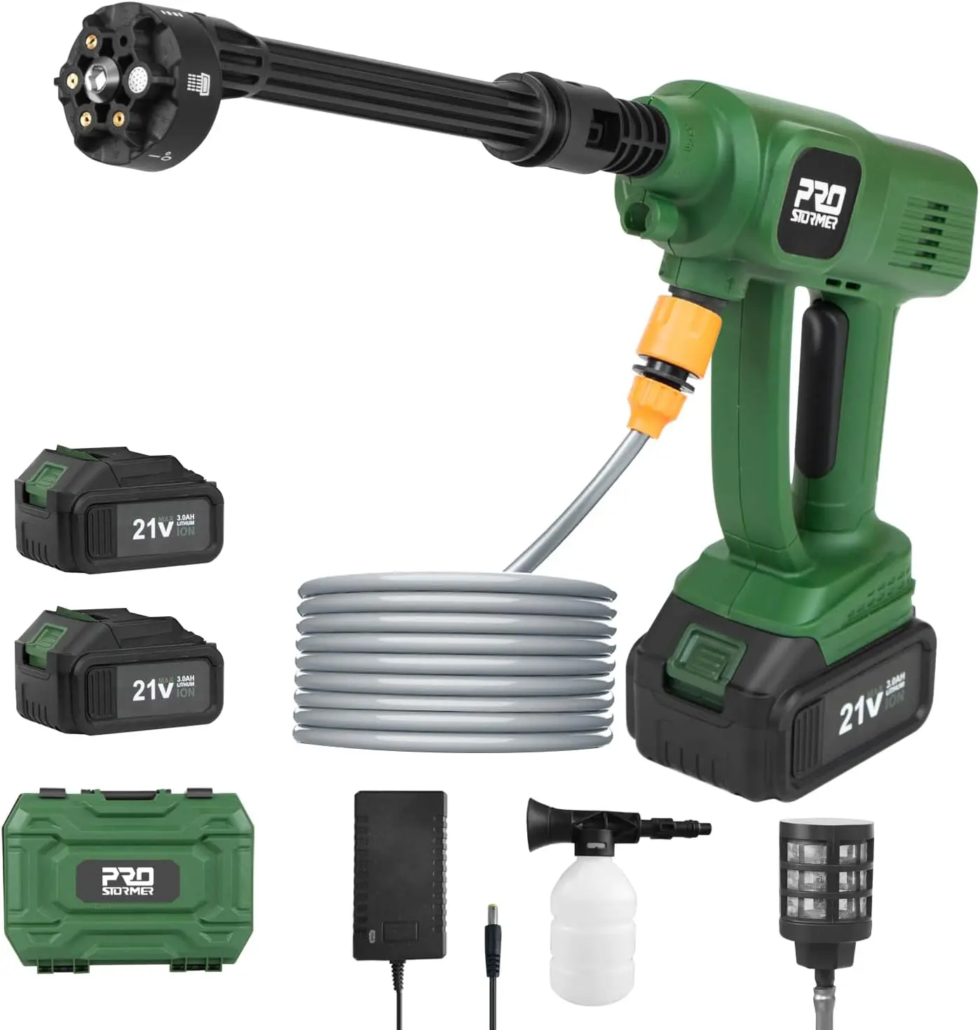 Power Pressure Washer, 1.2GPM Cordless, 2x 3000mAh Battery, 6-in-1 Nozzle, Foam Kit, 16.4ft Hose
Power Pressure Washer, 1.2GPM Cordless, 2x 3000mAh Battery, 6-in-1 Nozzle, Foam Kit, 16.4ft Hose