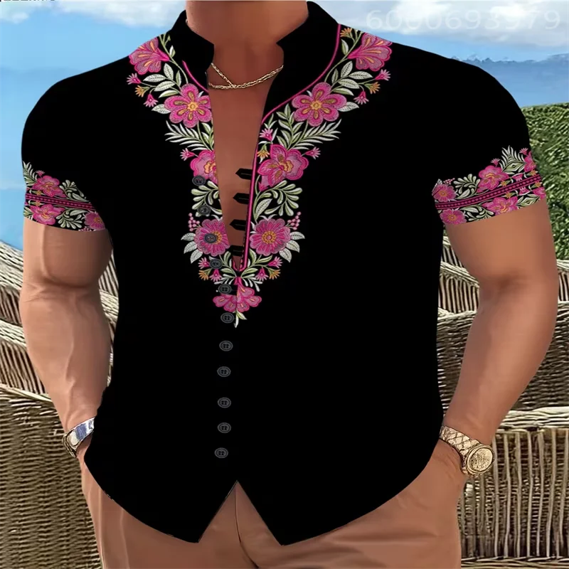 Summer casual men's new printed button-down shirt, stylish stand-up collar, loose fit, street casual beachwear
Summer casual men's new printed button-down shirt, stylish stand-up collar, loose fit, street casual beachwear