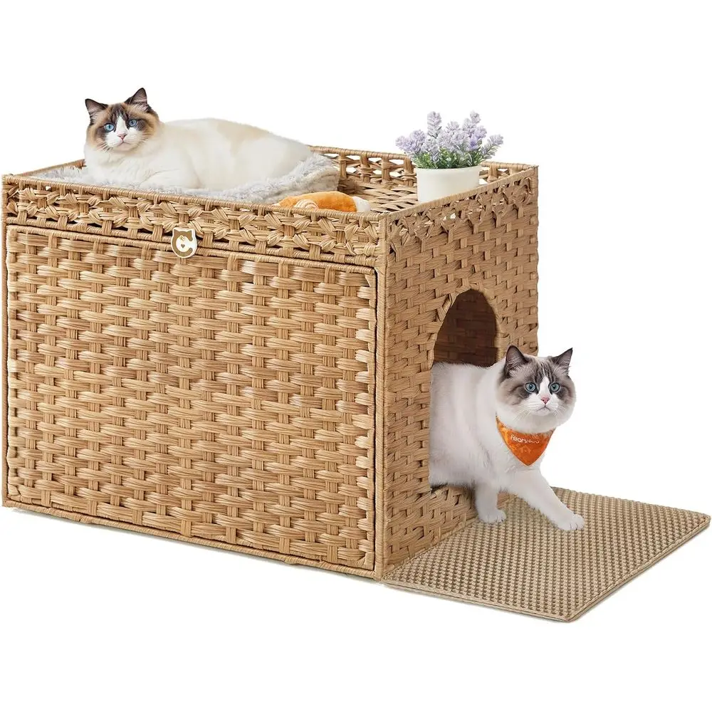 Handwoven Rattan Cat Litter Enclosure with Removable Washable Tray and Extra Mat, Boho Style End Table, Goose Yellow
Handwoven Rattan Cat Litter Enclosure with Removable Washable Tray and Extra Mat, Boho Style End Table, Goose Yellow