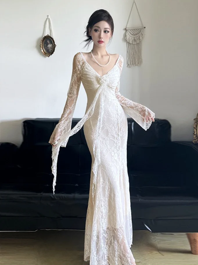 Ele Lace Splice Bal Long Dr Women's Autumn Winter Slimming Sexy Fi Tail Dr High Waist Long Sve V Ne
Ele Lace Splice Bal Long Dr Women's Autumn Winter Slimming Sexy Fi Tail Dr High Waist Long Sve V Ne