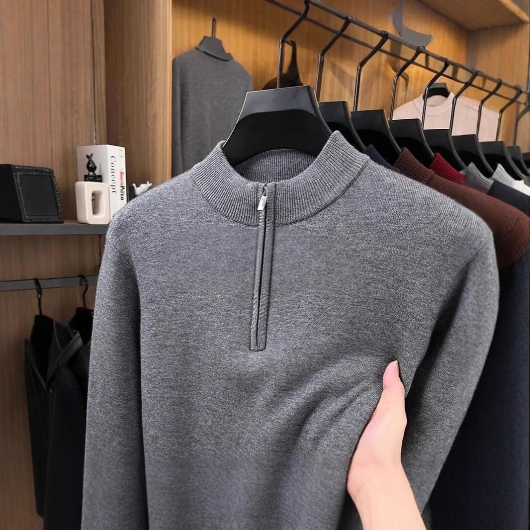 Men's Knitted Sweater 2026 Autumn Winter Thickened Warm Base Shirt Zip Collar Knitwear Dad Style Long Sleeve Casual Wear
Men's Knitted Sweater 2026 Autumn Winter Thickened Warm Base Shirt Zip Collar Knitwear Dad Style Long Sleeve Casual Wear
