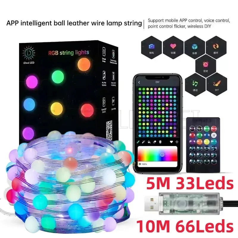 Smart LED String Lights USB Bluetooth Fairy Lights Camping Room Outdoor Garden Decor Garland Lamp Christmas Light 10M 66 Bulbs
Smart LED String Lights USB Bluetooth Fairy Lights Camping Room Outdoor Garden Decor Garland Lamp Christmas Light 10M 66 Bulbs