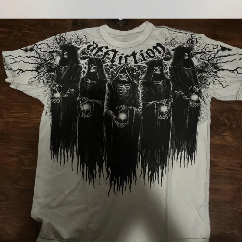 Affliction New Gothic Death Printed Spring and Summer Short Sleeves Dark Wind Pure Cotton New Round Neck T-shirt 2024 Explosions
Affliction New Gothic Death Printed Spring and Summer Short Sleeves Dark Wind Pure Cotton New Round Neck T-shirt 2024 Explosions