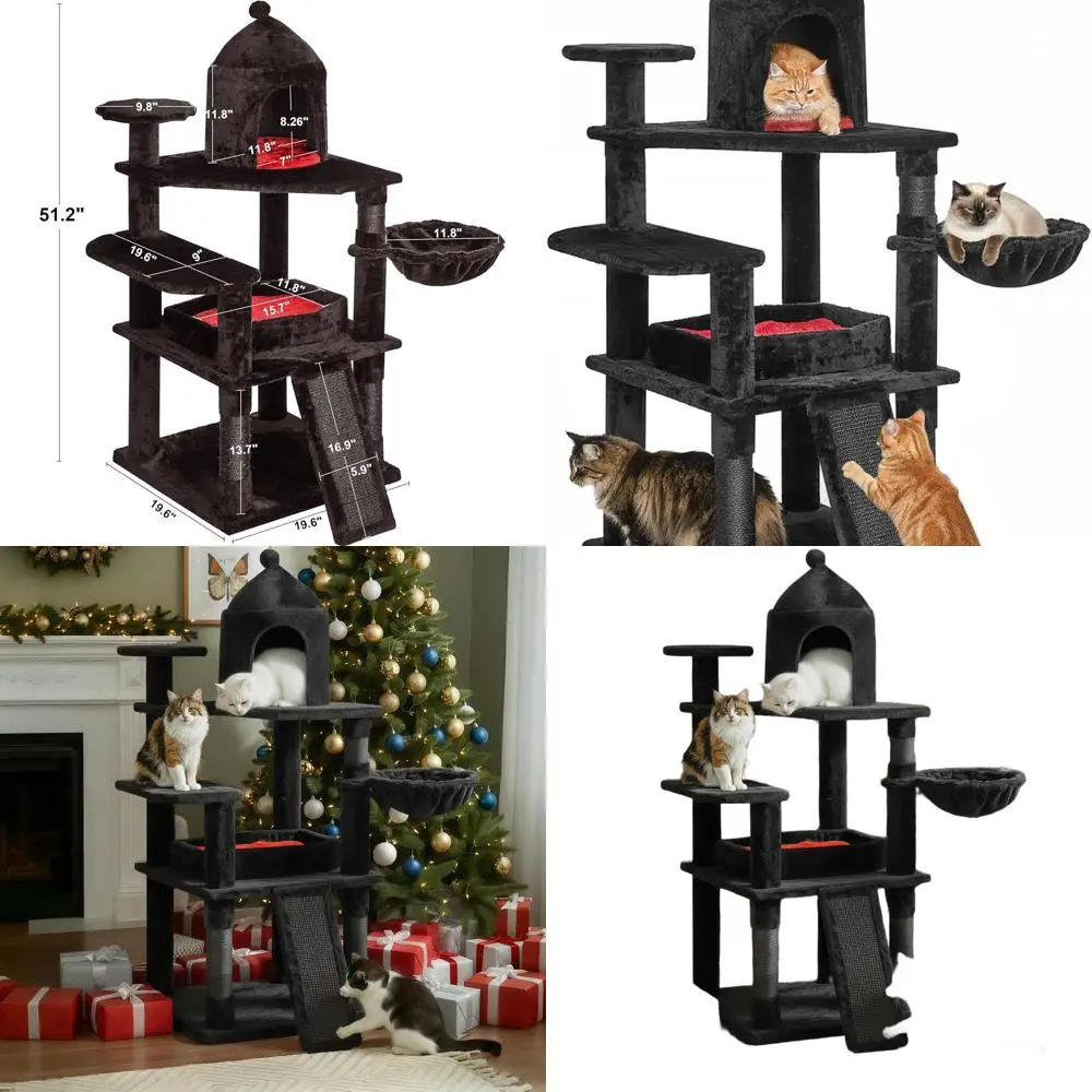Larger Gothic-Style Cat Tree with Coffin Bed and Scratching Post for Indoor Play, Suitable for Adult Cats and Kittens, Black wit
Larger Gothic-Style Cat Tree with Coffin Bed and Scratching Post for Indoor Play, Suitable for Adult Cats and Kittens, Black wit