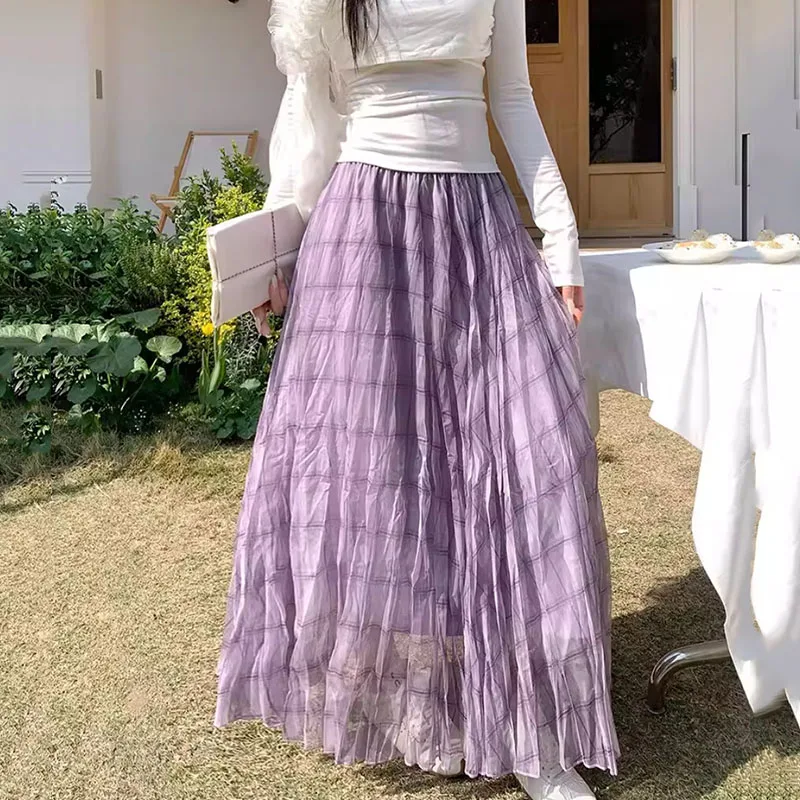 2026 New Korean Plaid Long Skirts Women Vintage Irregular Check Sheer Chiffon Skirts Streetwear High Waist Slimming A-line Skirt
2026 New Korean Plaid Long Skirts Women Vintage Irregular Check Sheer Chiffon Skirts Streetwear High Waist Slimming A-line Skirt