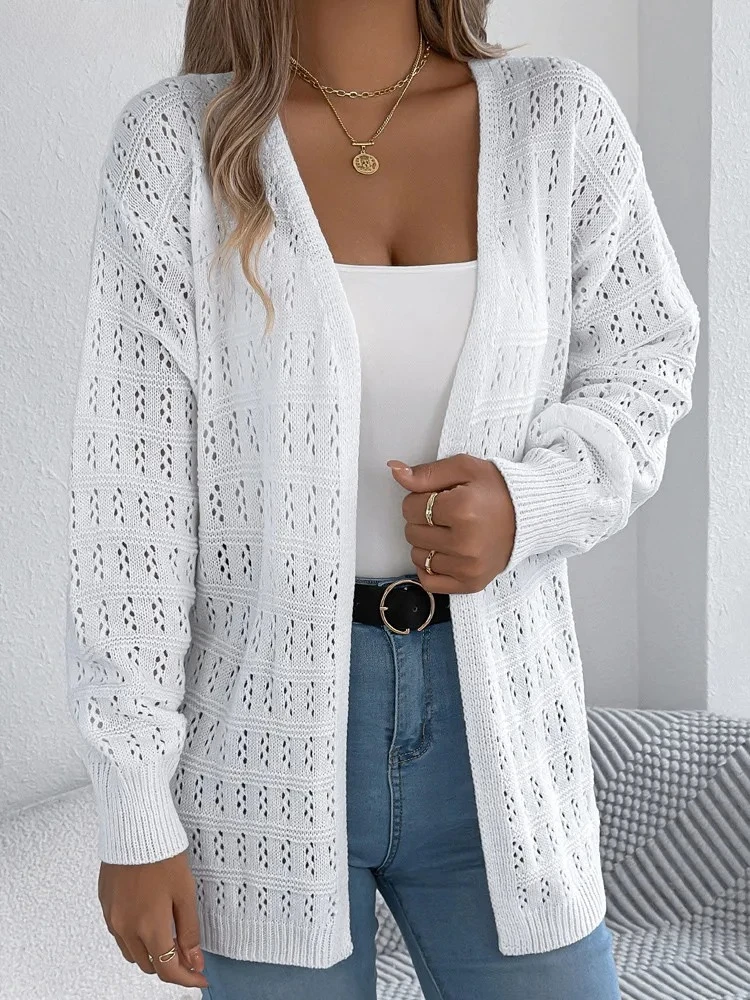 Female Solid Hollow Sweater Cardigan Autumn Winter Women Loose Cardigan Lady Long Sleeve Knitted Coat Outwears
Female Solid Hollow Sweater Cardigan Autumn Winter Women Loose Cardigan Lady Long Sleeve Knitted Coat Outwears
