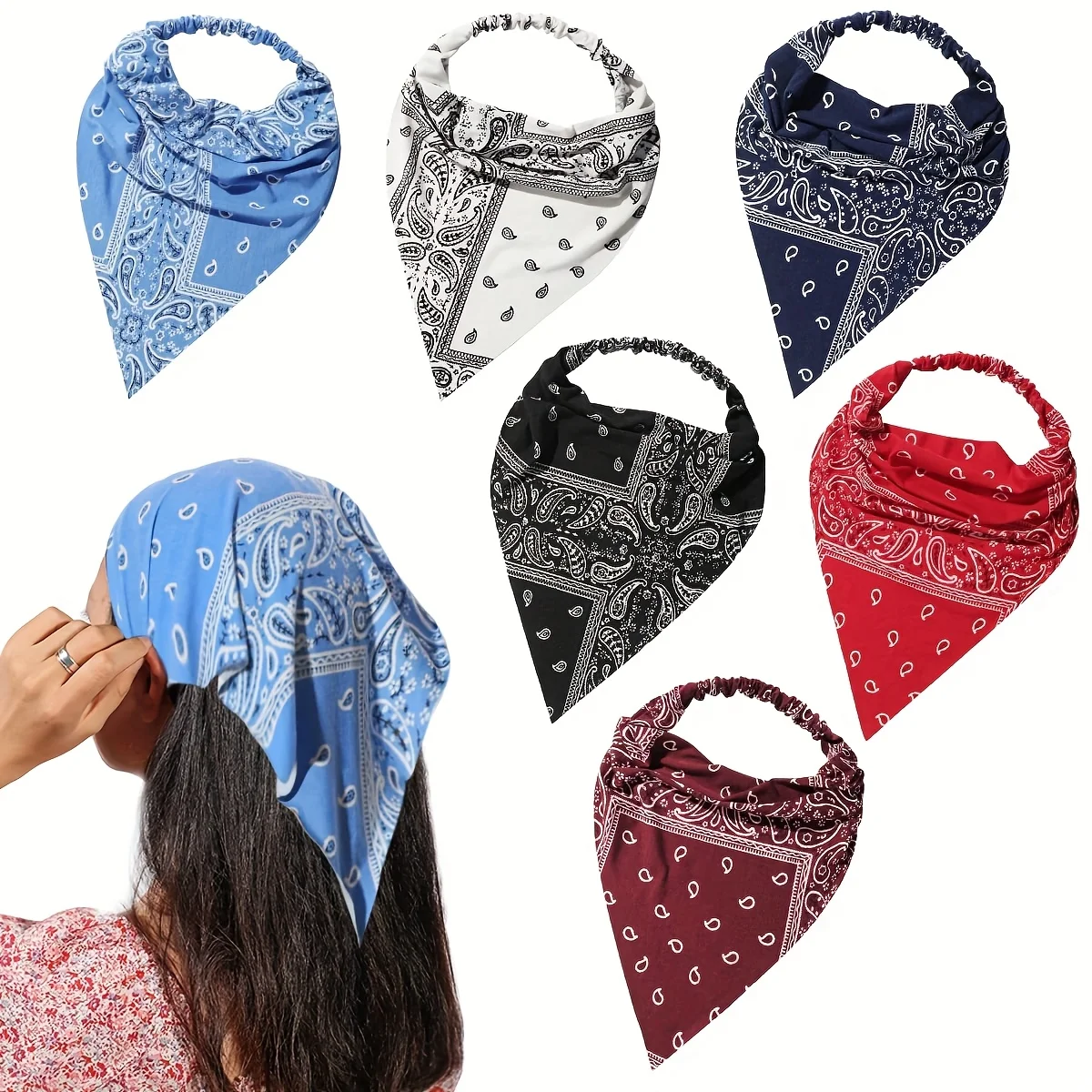 6 Pack Women Paisley Elastic Boho Headbands Printed retro triangular headscarf Girl Headbands Hair Accessories
6 Pack Women Paisley Elastic Boho Headbands Printed retro triangular headscarf Girl Headbands Hair Accessories