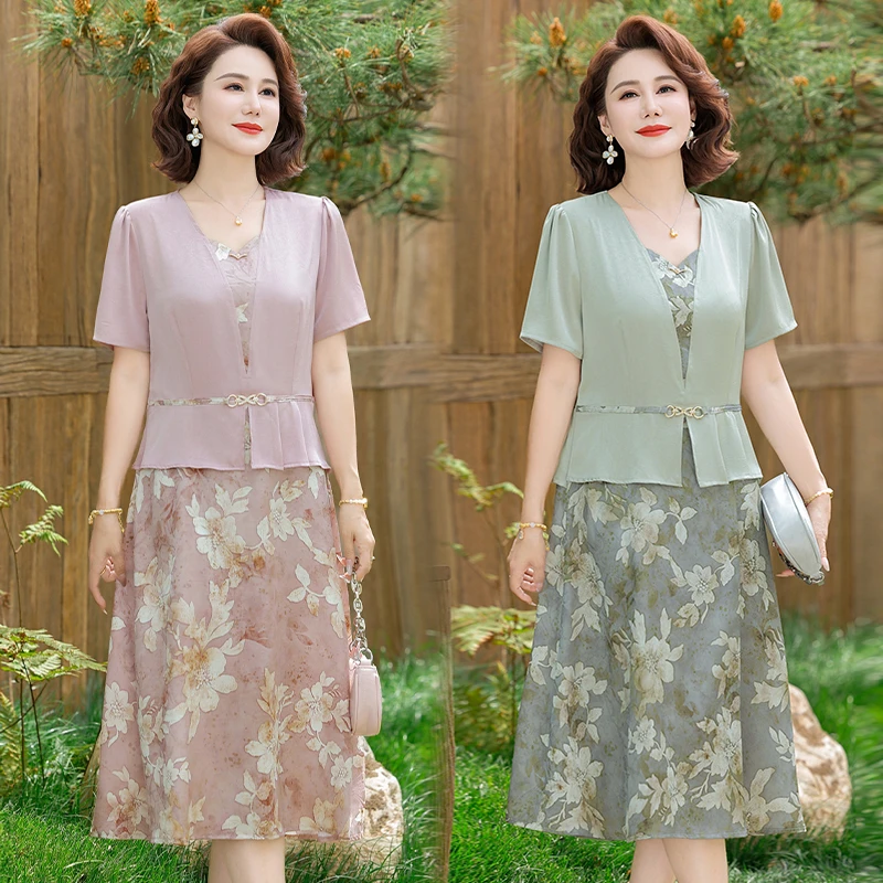 Summer Short Sleeve Casual V-neck Dress Fashion Bodycon Prom Dress Women Patchwork Floral Fake Two Piece Midi Dress 
Summer Short Sleeve Casual V-neck Dress Fashion Bodycon Prom Dress Women Patchwork Floral Fake Two Piece Midi Dress