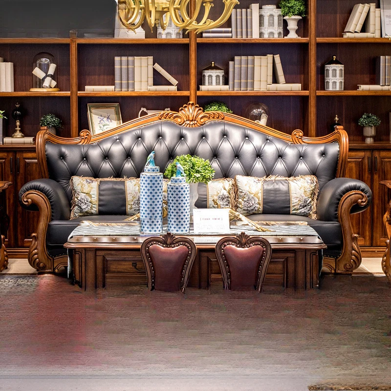 Leather sofa combination large apartment European court all solid wood luxury living room
Leather sofa combination large apartment European court all solid wood luxury living room
