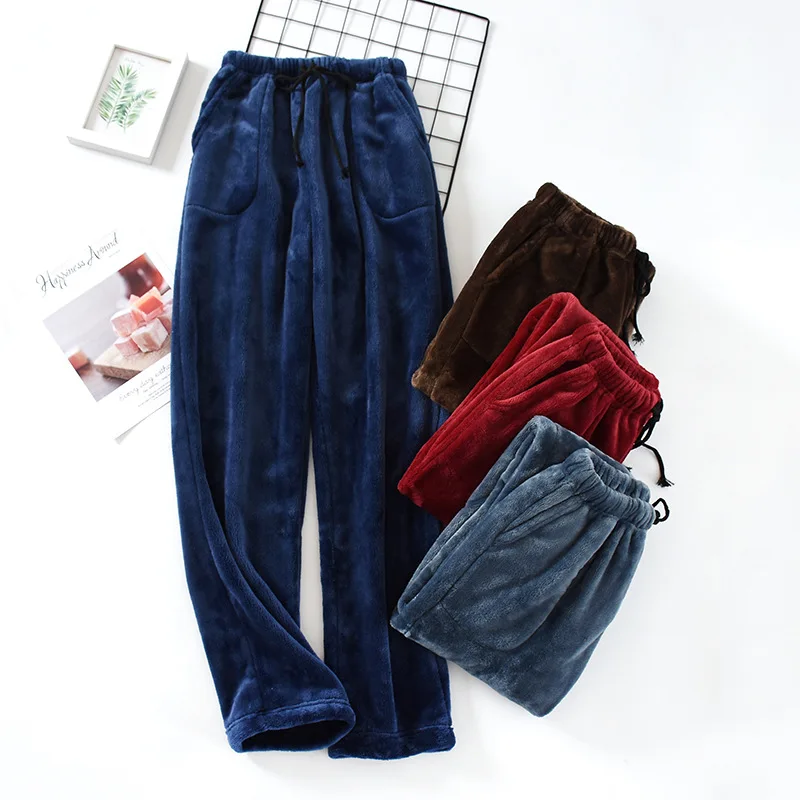 Autumn and Winter Thickened Flannel Pajama Bottoms Pants Men's Thickened Coral Fleece Loose Large Size Warm Homewear Pants
Autumn and Winter Thickened Flannel Pajama Bottoms Pants Men's Thickened Coral Fleece Loose Large Size Warm Homewear Pants