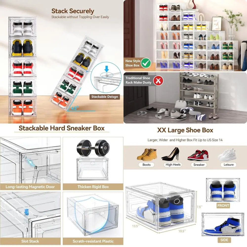 9-Pack Clear Plastic Shoe Storage Boxes with Stackable Design for Easy Closet Organization
9-Pack Clear Plastic Shoe Storage Boxes with Stackable Design for Easy Closet Organization