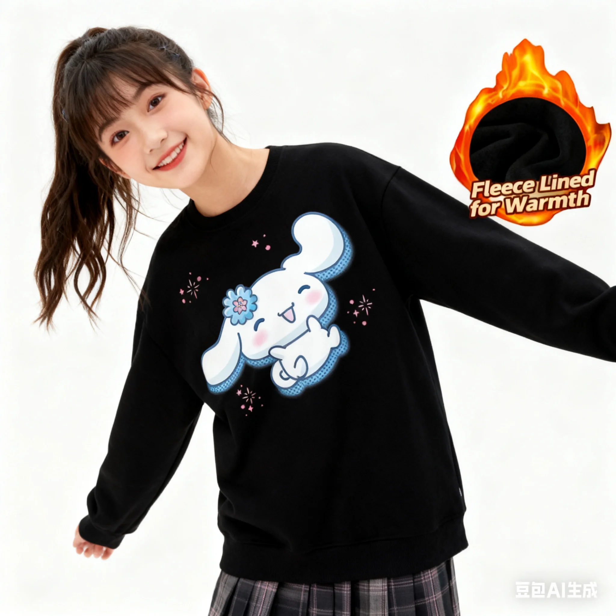 Топ с длинными рукавами и круглым вырезом с принтом серии Sanrio, милая и теплая футболка с длинными рукавами и круглым вырезом на флисовой подкладке, 100% хлопок
Топ с длинными рукавами и круглым вырезом с принтом серии Sanrio, милая и теплая футболка с длинными рукавами и круглым вырезом на флисовой подкладке, 100% хлопок