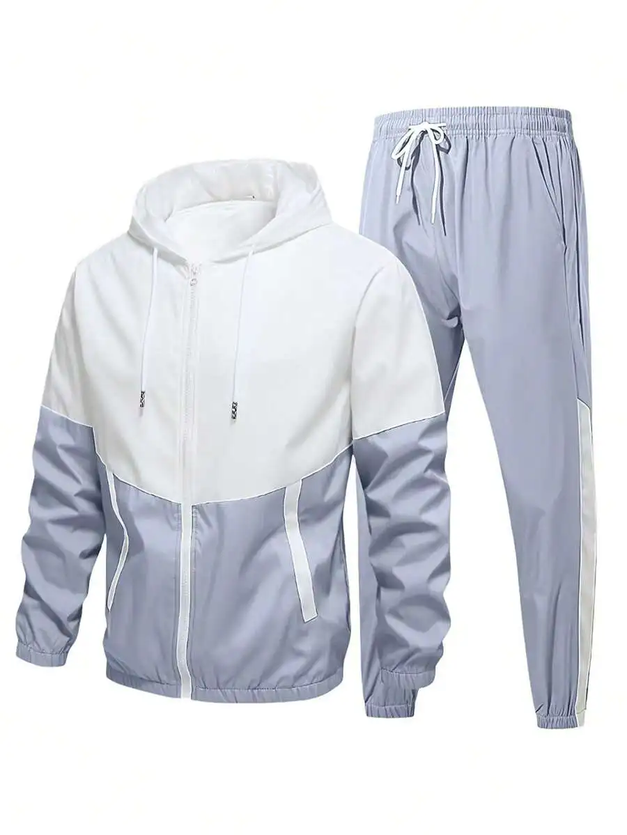 Mens Contrast Color Hooded Jacket And Sweatpants Two Piece Sportswear Casual
Mens Contrast Color Hooded Jacket And Sweatpants Two Piece Sportswear Casual