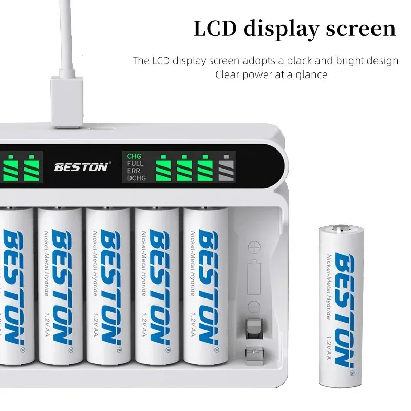 Smart Battery Charger 8 Slots High Capacity Charge Up To 8 Batteries At A Time for 1.2V AA AAA Ni-MH Rechargeable Batteries
Smart Battery Charger 8 Slots High Capacity Charge Up To 8 Batteries At A Time for 1.2V AA AAA Ni-MH Rechargeable Batteries