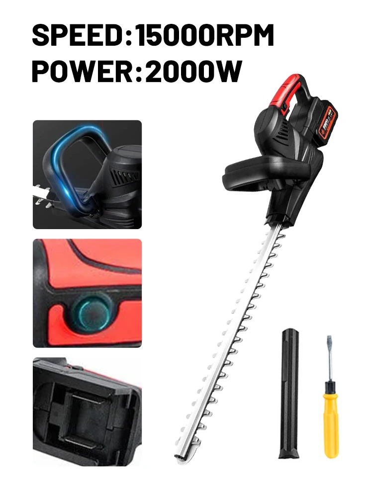 15000RPM Brushless Electric Hedge Trimmer Efficient 2000W Cordless Garden Shrub Pruning Tools For Makita 18v Battery Pin
15000RPM Brushless Electric Hedge Trimmer Efficient 2000W Cordless Garden Shrub Pruning Tools For Makita 18v Battery Pin
