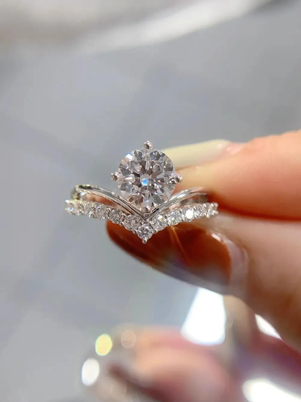 IGI Lab Growing Diamond Ring Round D Color 1 2 3 4Ct Solid 14K White Gold Ring Diamond wedding ring Factory Engagement Ring
IGI Lab Growing Diamond Ring Round D Color 1 2 3 4Ct Solid 14K White Gold Ring Diamond wedding ring Factory Engagement Ring