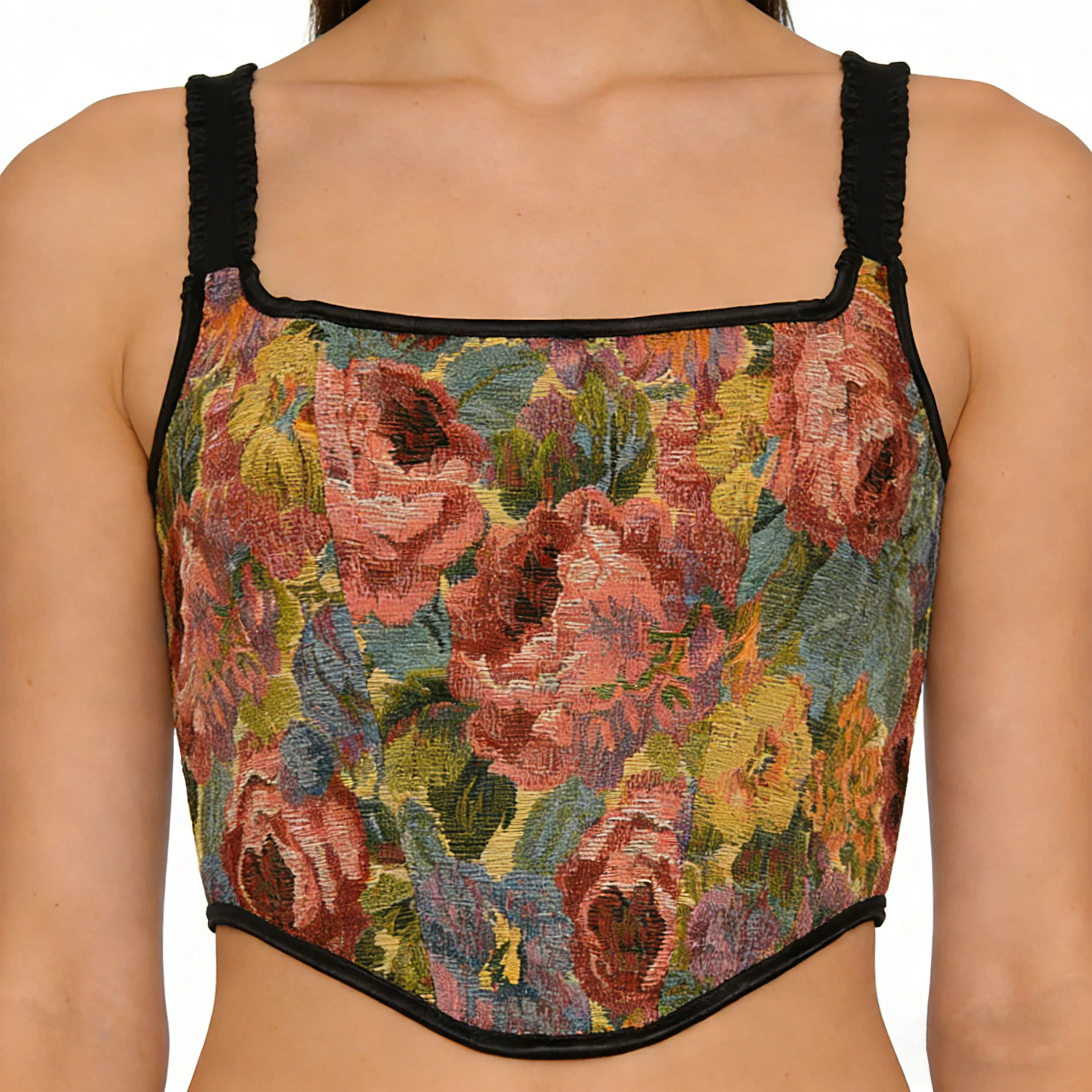 Винтажный жаккардовый топ-бюстье с цветочным принтом, женский корсет с квадратным вырезом, укороченный топ, облегающий уличный топ на бретельках
Винтажный жаккардовый топ-бюстье с цветочным принтом, женский корсет с квадратным вырезом, укороченный топ, облегающий уличный топ на бретельках