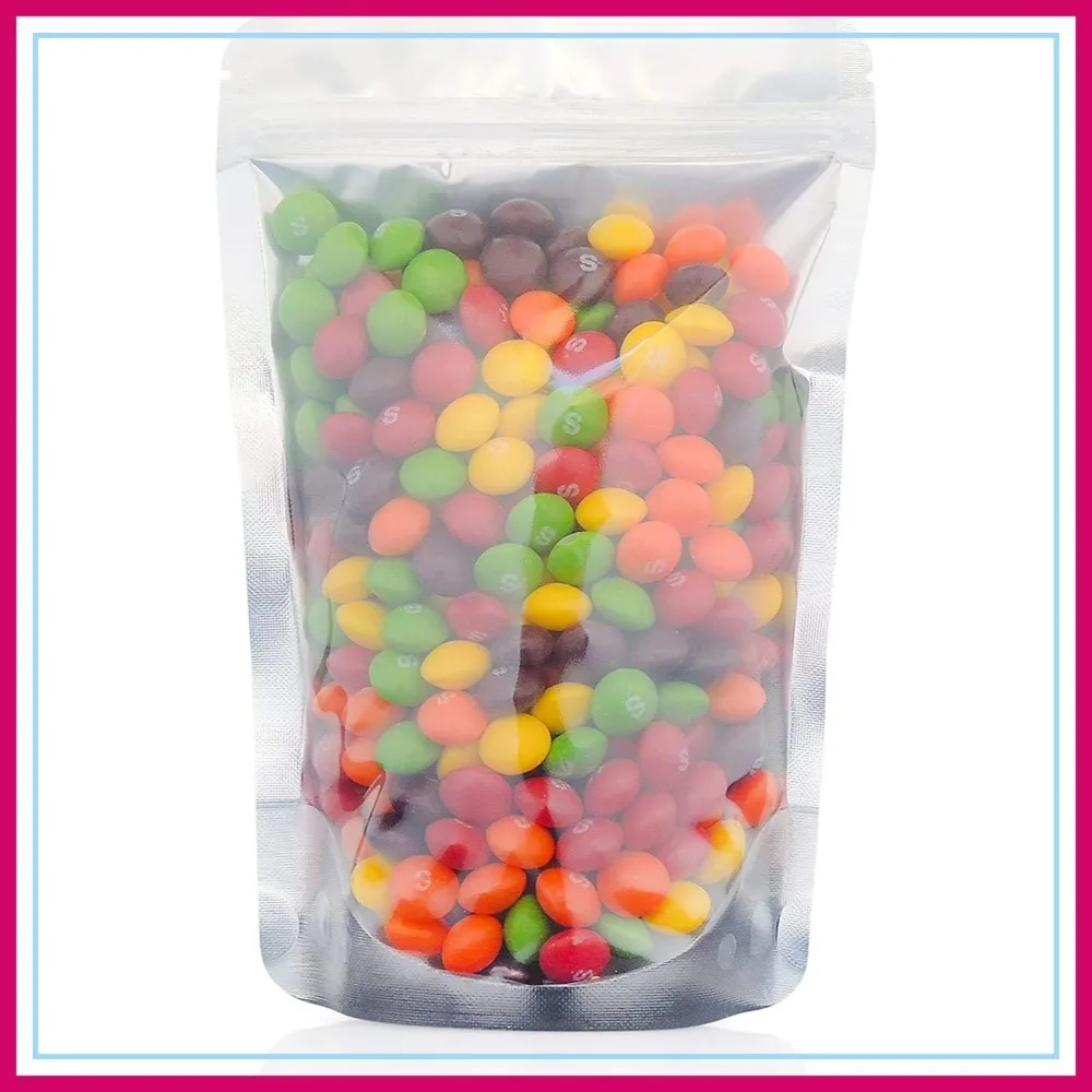 100 Pack 5x8 Inch Stand Up Pouches, Clear Front Aluminum Foil Back, Resealable Heat Sealable Bags for Food Storage
100 Pack 5x8 Inch Stand Up Pouches, Clear Front Aluminum Foil Back, Resealable Heat Sealable Bags for Food Storage