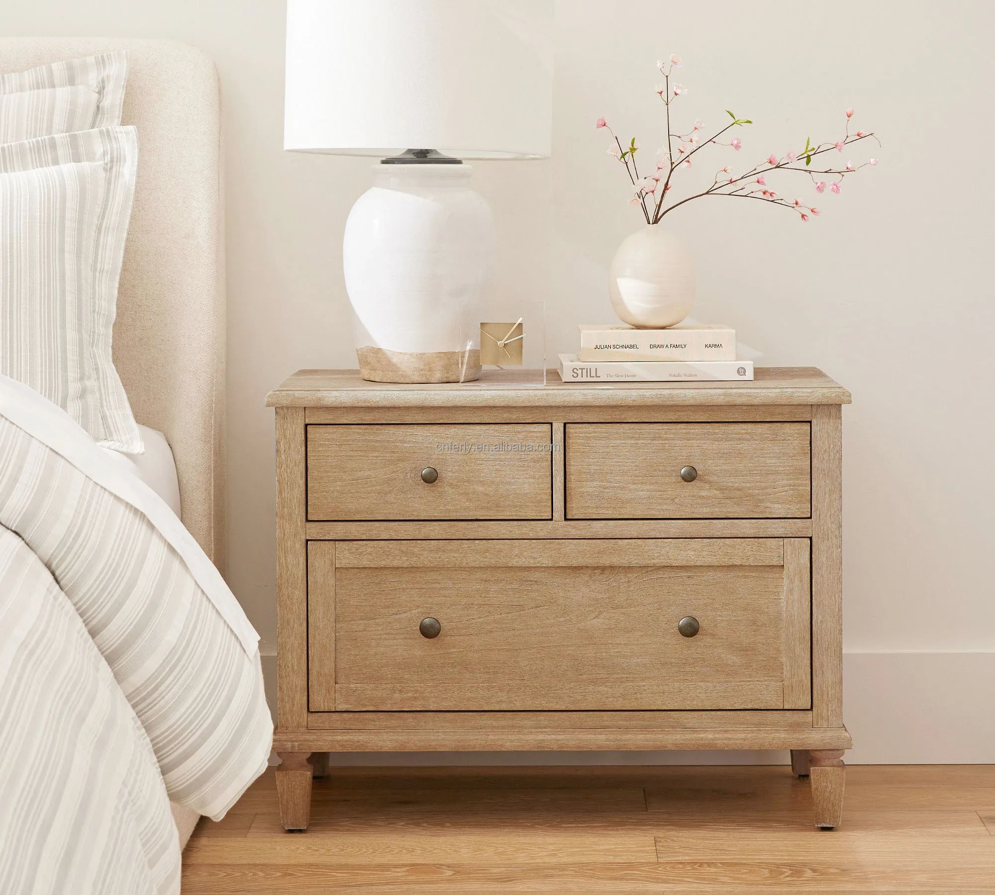 New to Modern American Solid Wood Furniture Bedroom Three Drawer Solid Oak Bedside Table with Two Drawers
New to Modern American Solid Wood Furniture Bedroom Three Drawer Solid Oak Bedside Table with Two Drawers