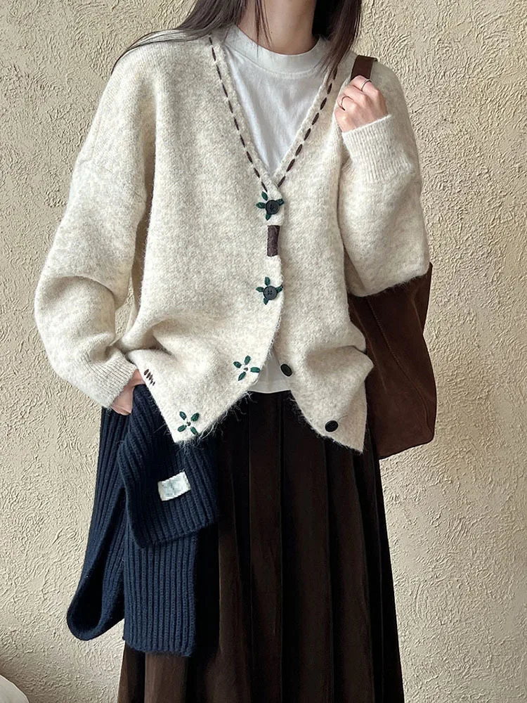 Coffee Big Size Vintage Knitting Cardigan Sweater V-Neck Long Sleeve Women New Fashion Tide Spring Autumn
Coffee Big Size Vintage Knitting Cardigan Sweater V-Neck Long Sleeve Women New Fashion Tide Spring Autumn